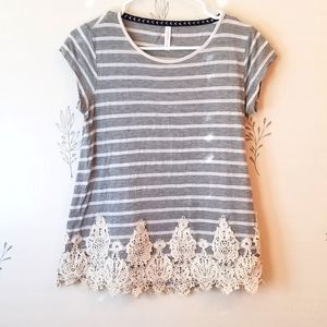 Xhilaration Striped and Lace Tshirt